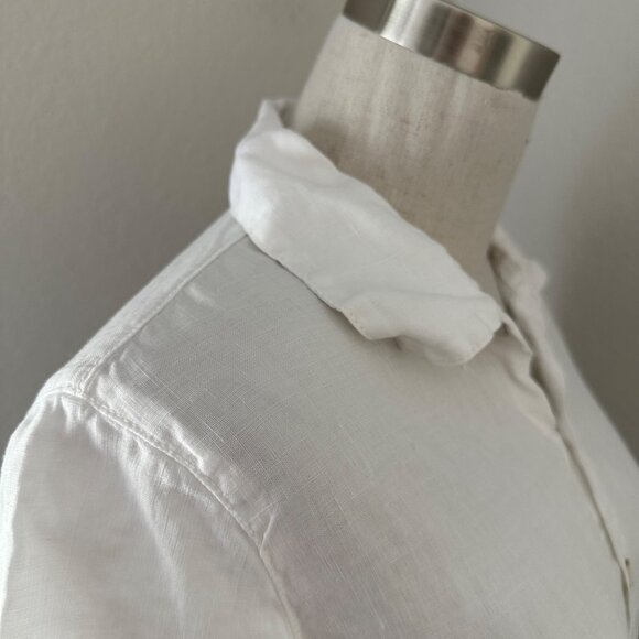 Agolde Fitted Button Up Blouse Short Sleeve Airy Linen Minimalist White Sz S - Picture 7 of 10